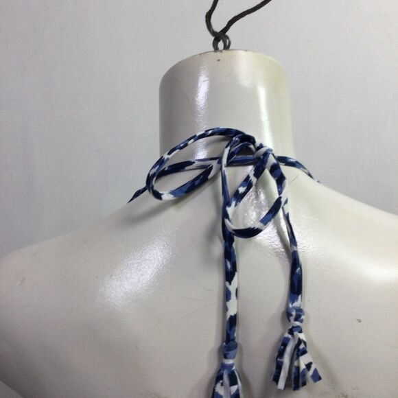 Calme Womens Tiger String Bikini Top Animal Print Stretch Blue White Size S NWT - Picture 9 of 15